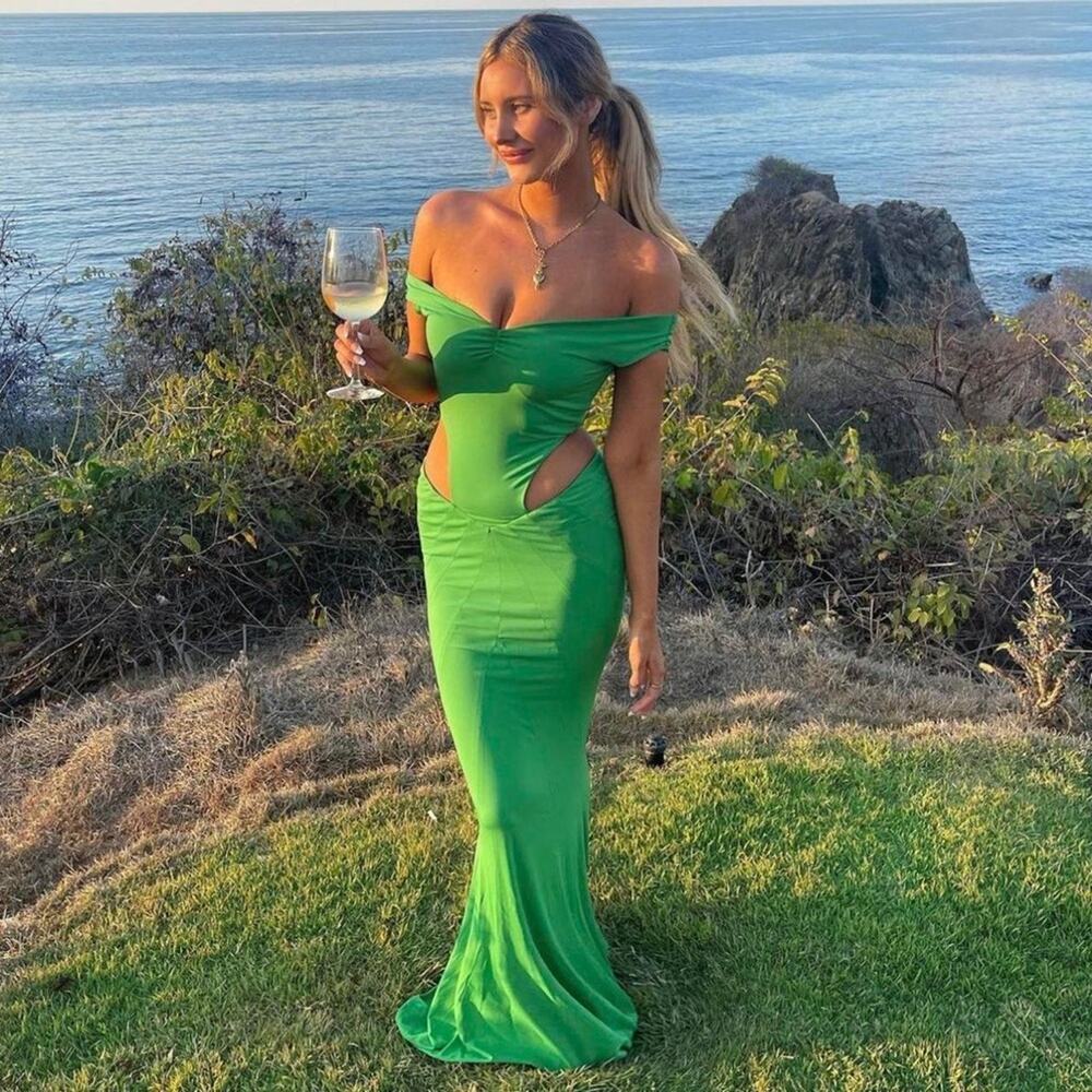 New NWT Retrofete Giada Maxi Cutout Dress in Green Size Medium
